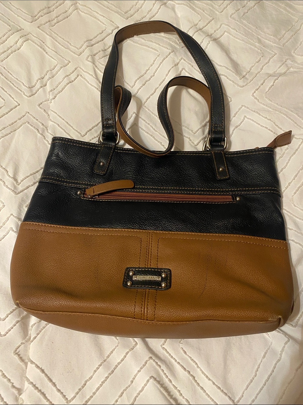 Stone &  Co Two-Tone Black and Brown Leather Tote Bag